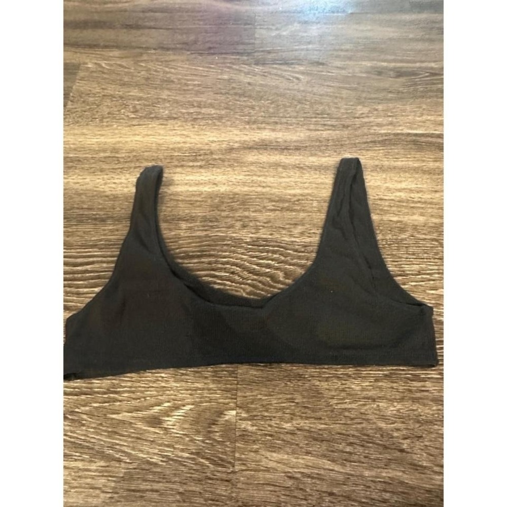 Skims Black Ribbed V Neck Crop Tank Top‎ Bralette Style Size 2X